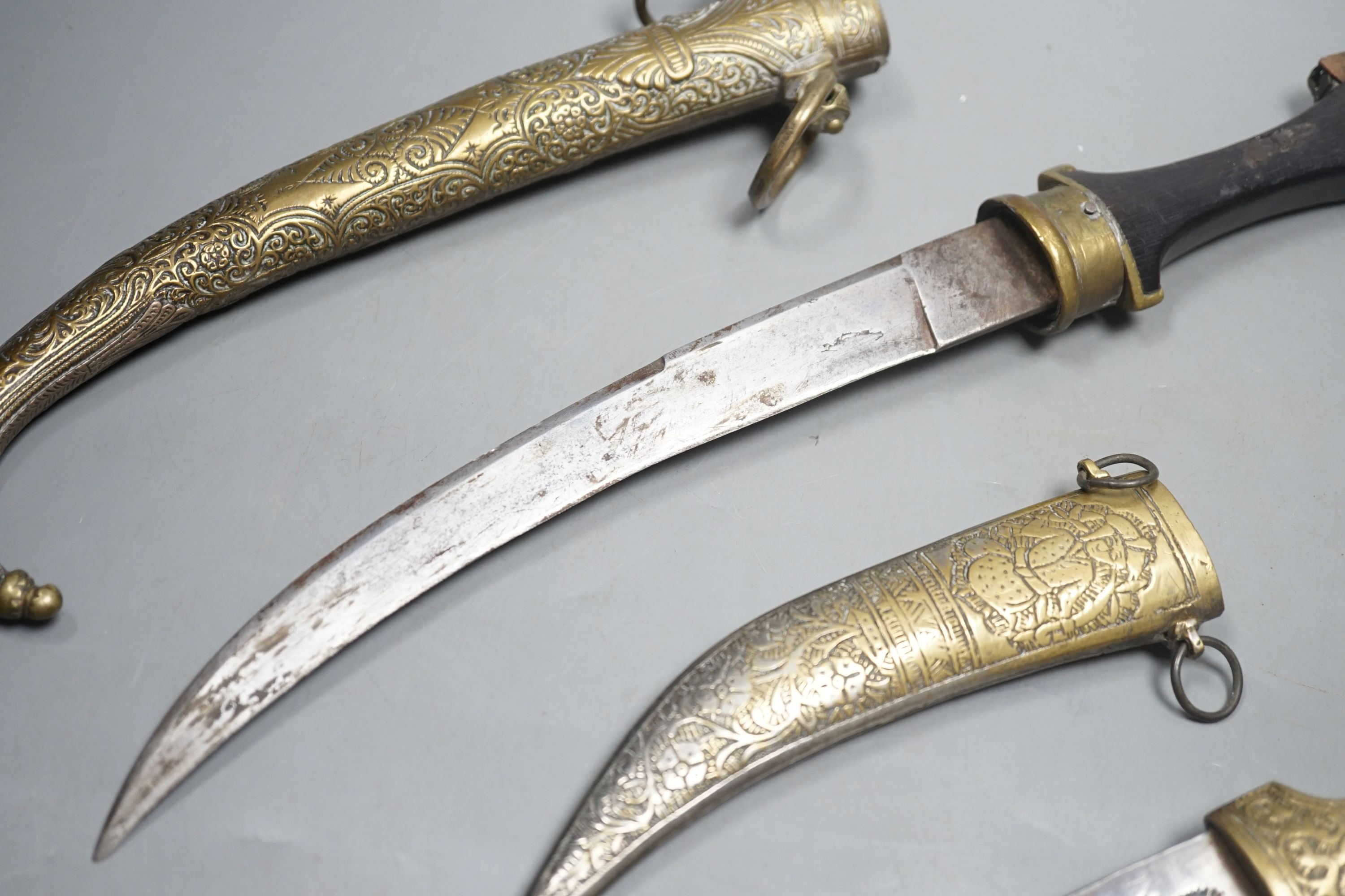 2 Horn and brass Indo-Persian jambiya daggers
